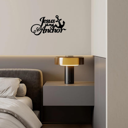Jesus Wall Art - Jesus is My Anchor Wall Decor,Religious & Christian Wall Art for Home, Inspirational 14.57"x 8.27" Metal Scripture Signs for Christmas, Thanksgiving E-77