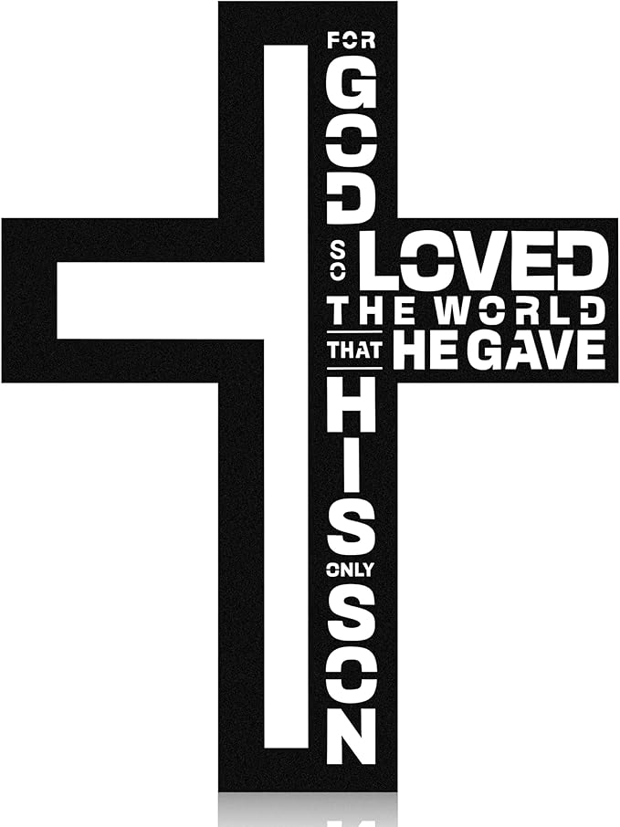 Black Metal Jesus Cross Wall Art, Rustic Christian Spiritual Wall Decor, Biblical Scripture Wall Art for for Home Office Bathroom Bedroom Living Room Church, Faith Gifts for Women and Prayer E-79