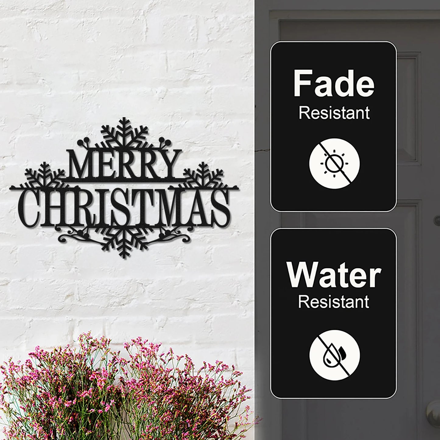 Merry Christmas metal sign,minimalit snowflake text sign Metal Wall Art,living room Front Door corridor Decor Housewarming Gift Wedding Gift E-81