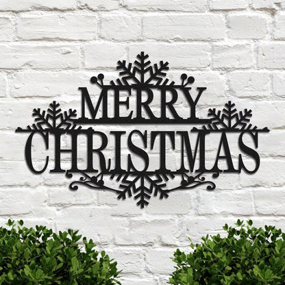 Merry Christmas metal sign,minimalit snowflake text sign Metal Wall Art,living room Front Door corridor Decor Housewarming Gift Wedding Gift E-81