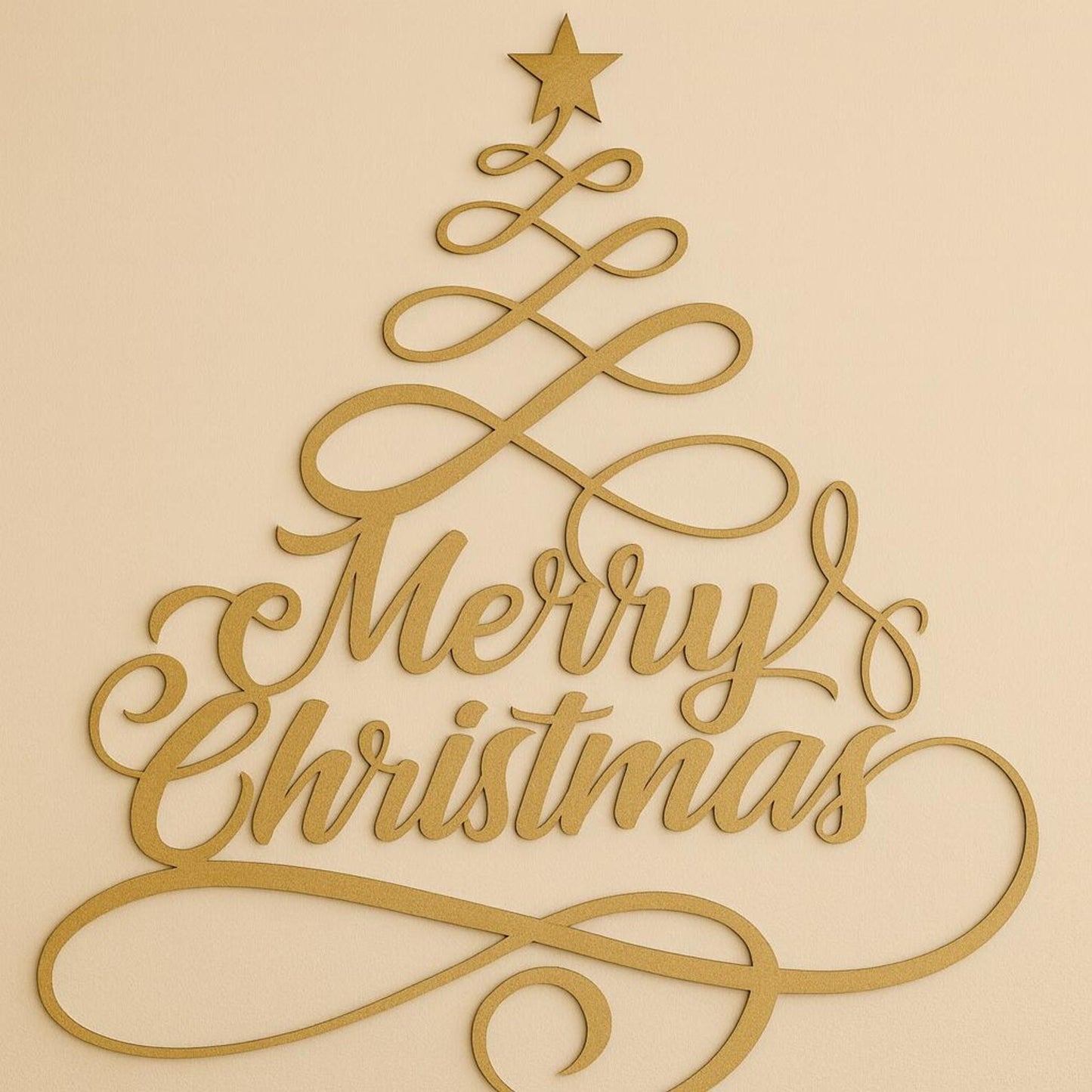 Merry Christmas Metal Tree Wall Decor |Festive Holiday Home Accent | Modern Christmas Tree Wall Sign for Living Room, Hallway, or Entry Door E-82
