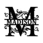 Personalized Family Name Metal Sign, Custom Metal Monogram Split Initial Letter Last Name Wall Art Decor, Wedding gift Housewarming Gift  E-83