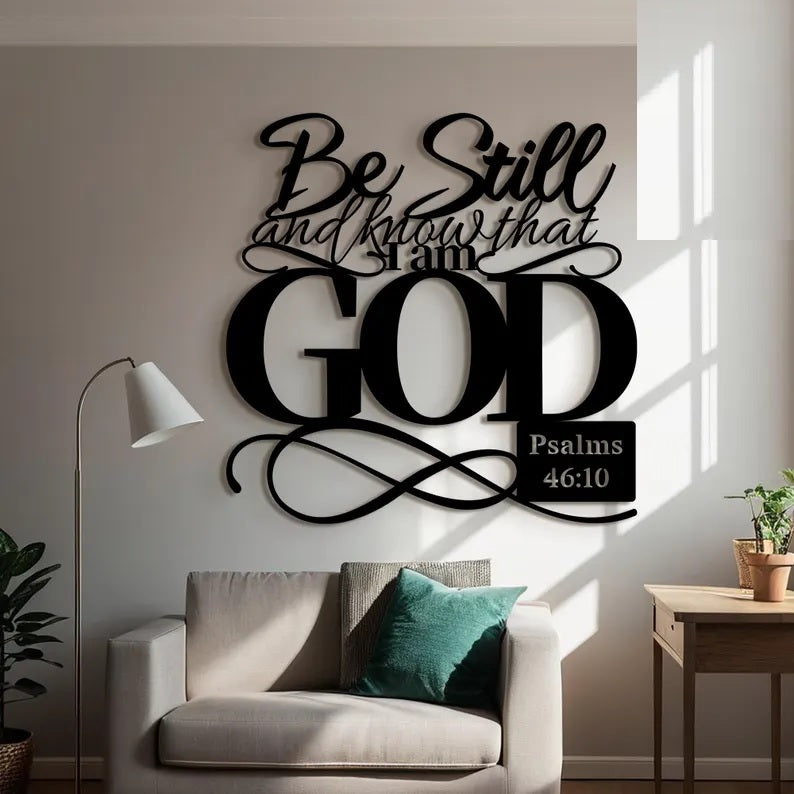 Christian Metal Jesus - themed Psalm 46:10 Bible Verse Home Wall Ornament  E-25