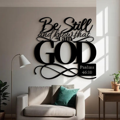 Christian Metal Jesus - themed Psalm 46:10 Bible Verse Home Wall Ornament  E-25