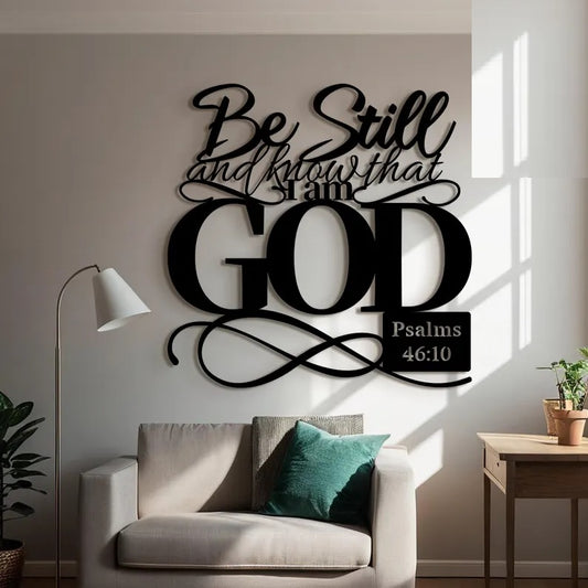 Christian Metal Jesus - themed Psalm 46:10 Bible Verse Home Wall Ornament  E-25