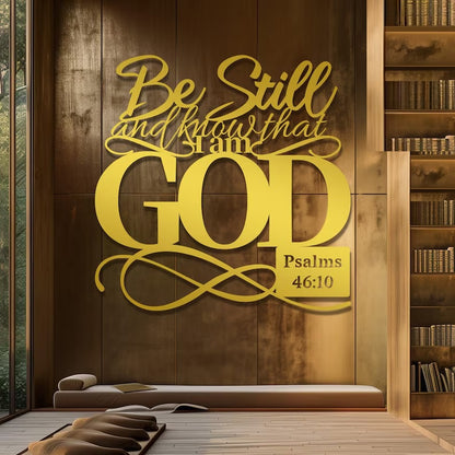 Christian Metal Jesus - themed Psalm 46:10 Bible Verse Home Wall Ornament  E-25