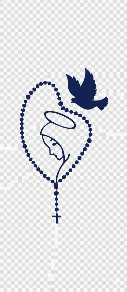 Christian Wall Art – Virgin Mary Rosary Design with Dove 40cmL