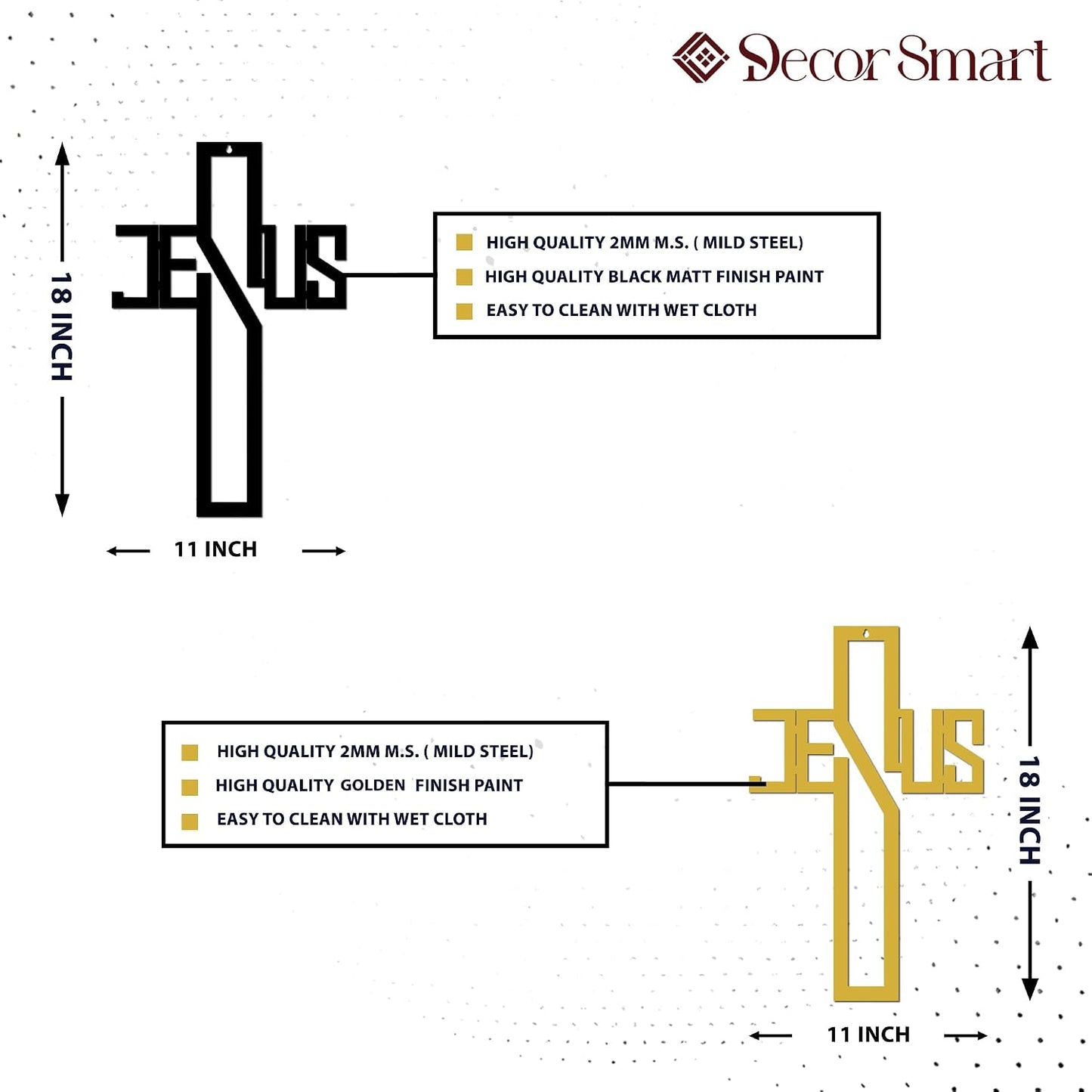 Golden Metal Art Cross Design for Home Decor | Decorative Chri 45.7L x 27.9W cm H-1