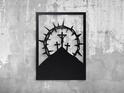Jesus Christ with Abstract Cross - Self Framed Modern Christian Wall Art metal art god art 	 (45 × 45 × 2 cm) H-3