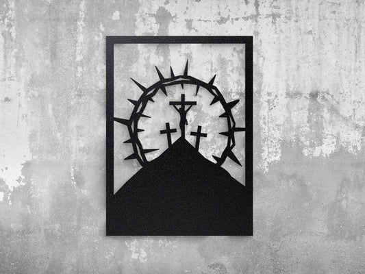 Jesus Christ with Abstract Cross - Self Framed Modern Christian Wall Art metal art god art 	60L x 45W cm H-3