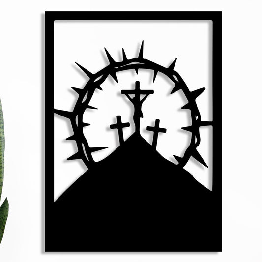 Jesus Christ with Abstract Cross - Self Framed Modern Christian Wall Art metal art god art 	60L x 45W cm H-3