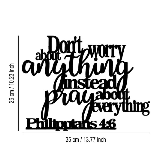 Philippians4:6 Metal Wall Decor - Bible House Decor Black Wall Art Home Decor for Living Room, Bedroom, Dining Room  35L x 26W cm H-4