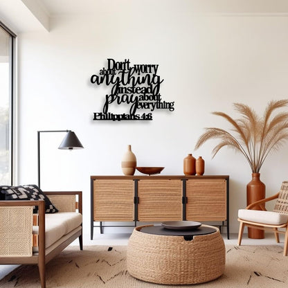 Philippians4:6 Metal Wall Decor - Bible House Decor Black Wall Art Home Decor for Living Room, Bedroom, Dining Room   (45 × 45 × 2 cm) H-4