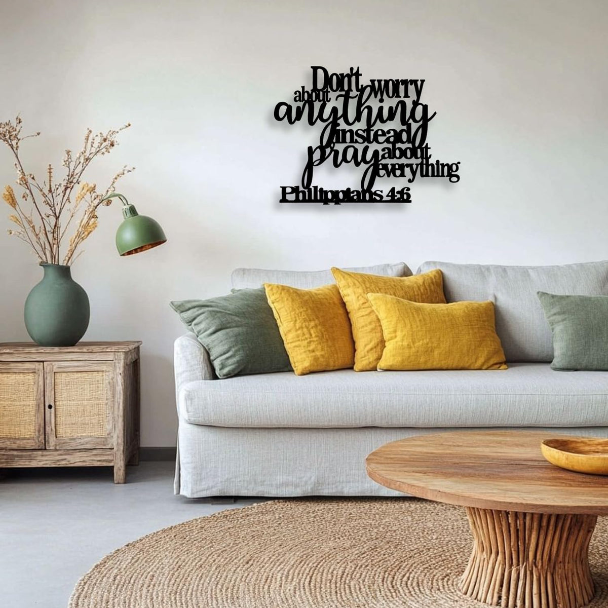Philippians4:6 Metal Wall Decor - Bible House Decor Black Wall Art Home Decor for Living Room, Bedroom, Dining Room   (45 × 45 × 2 cm) H-4