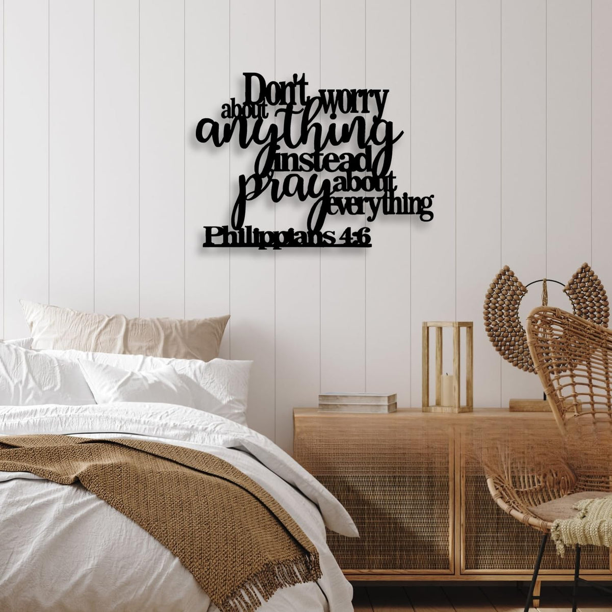 Philippians4:6 Metal Wall Decor - Bible House Decor Black Wall Art Home Decor for Living Room, Bedroom, Dining Room   (45 × 45 × 2 cm) H-4