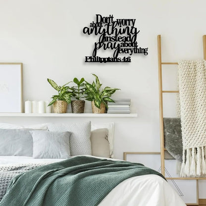 Philippians4:6 Metal Wall Decor - Bible House Decor Black Wall Art Home Decor for Living Room, Bedroom, Dining Room   (45 × 45 × 2 cm) H-4