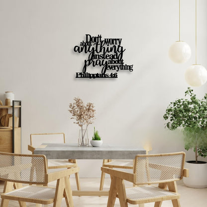 Philippians4:6 Metal Wall Decor - Bible House Decor Black Wall Art Home Decor for Living Room, Bedroom, Dining Room   (45 × 45 × 2 cm) H-4