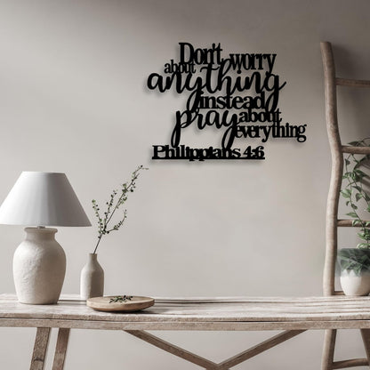 Philippians4:6 Metal Wall Decor - Bible House Decor Black Wall Art Home Decor for Living Room, Bedroom, Dining Room   (45 × 45 × 2 cm) H-4