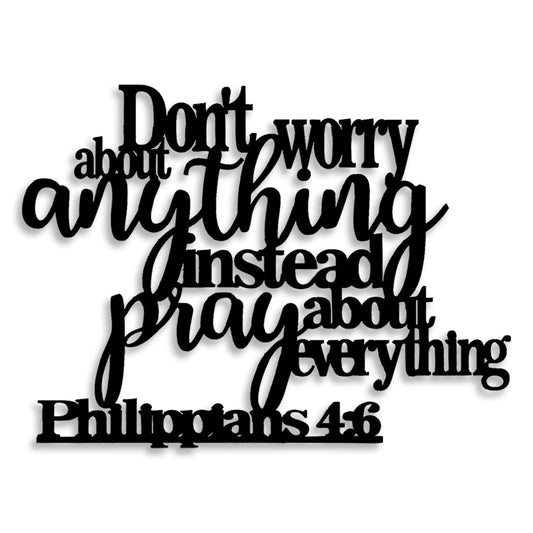 Philippians4:6 Metal Wall Decor - Bible House Decor Black Wall Art Home Decor for Living Room, Bedroom, Dining Room  35L x 26W cm H-4