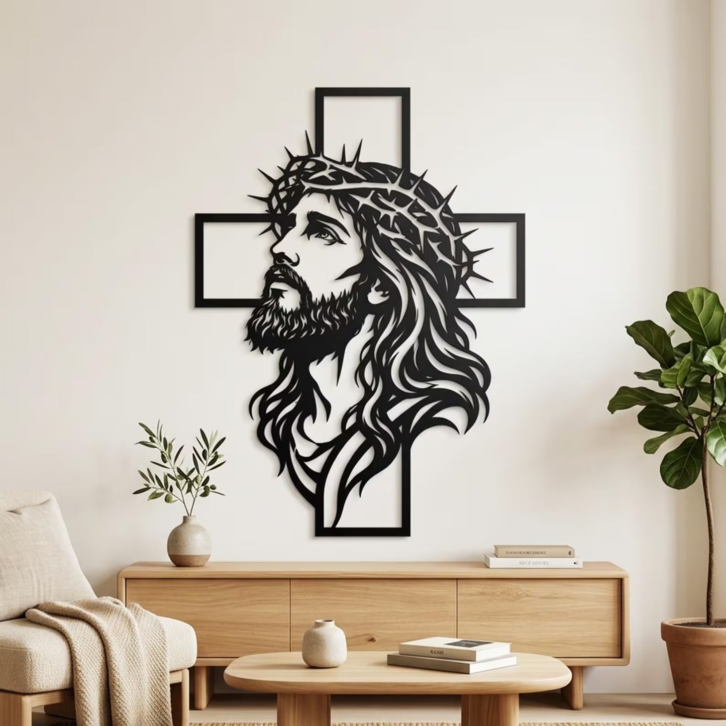 Jesus on Cross metal | Christian Metal Wall Art Cut File | Jesus With Cross Cut File | Religious CNC Plasma Laser Cut Design E-40