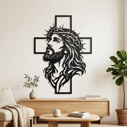 Jesus on Cross metal | Christian Metal Wall Art Cut File | Jesus With Cross Cut File | Religious CNC Plasma Laser Cut Design E-40