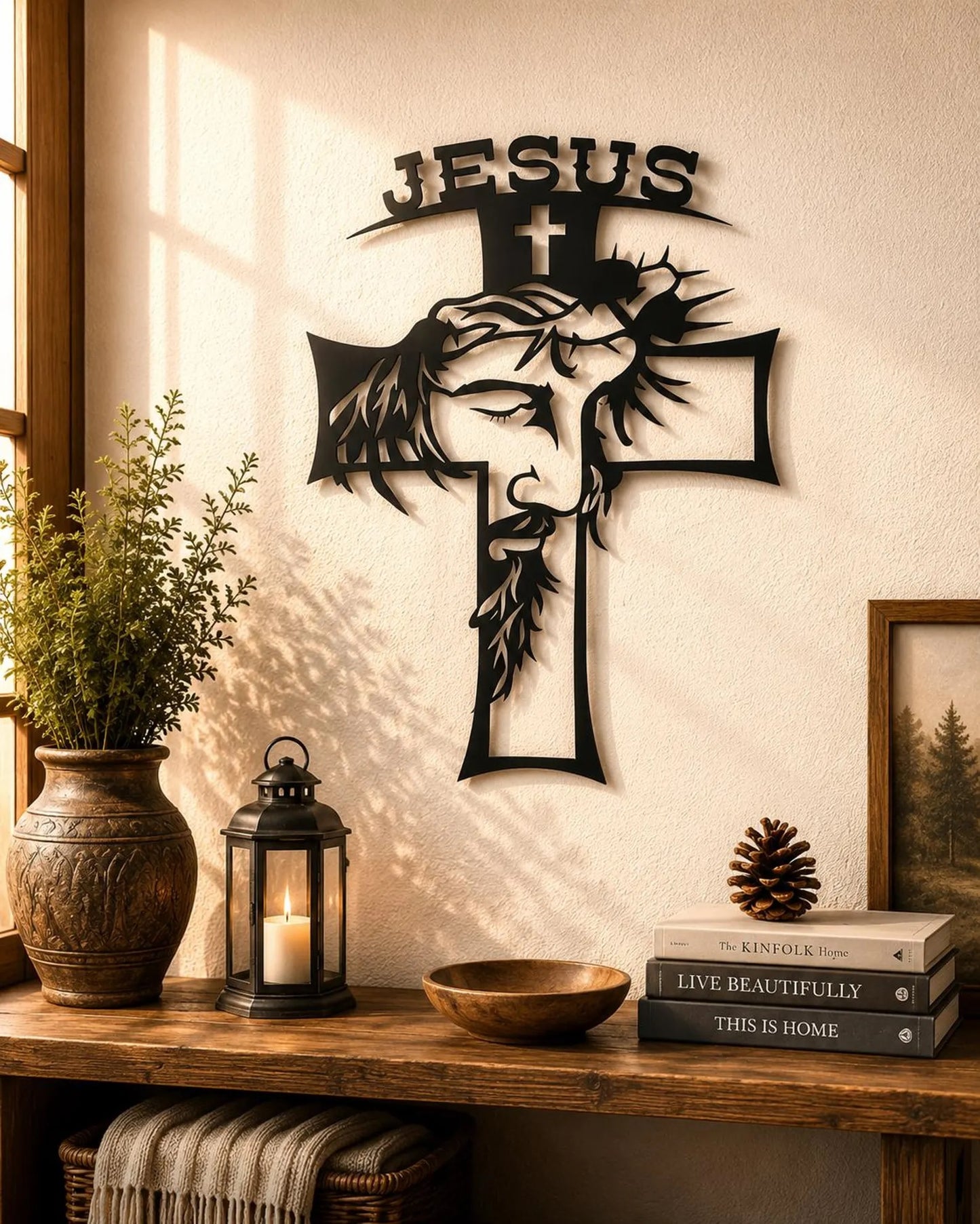 Jesus Cross metal Wall Art, Christian sign E-41
