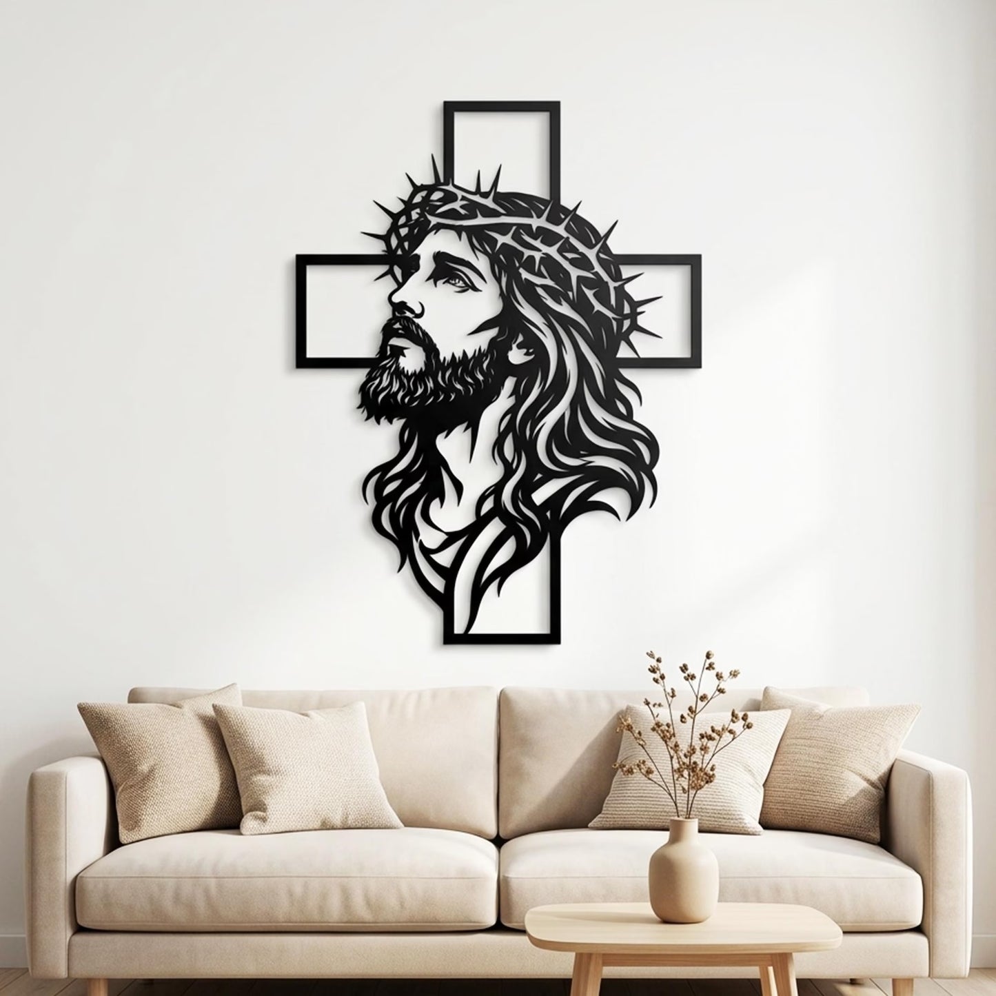 Jesus on Cross metal | Christian Metal Wall Art Cut File | Jesus With Cross Cut File | Religious CNC Plasma Laser Cut Design E-40