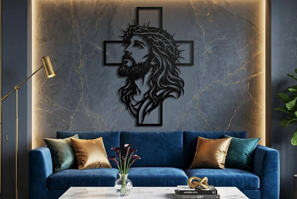 Jesus on Cross metal | Christian Metal Wall Art Cut File | Jesus With Cross Cut File | Religious CNC Plasma Laser Cut Design E-40