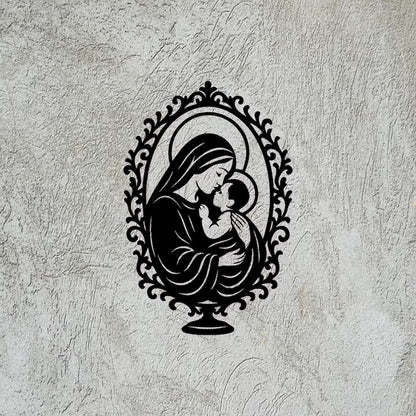 Virgin Mary & Child Laser-Ready SVG | Madonna Icon Vector for CNC/Cricut Engraving E-34