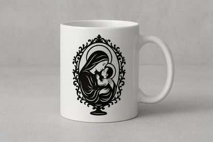 Virgin Mary & Child Laser-Ready SVG | Madonna Icon Vector for CNC/Cricut Engraving E-34