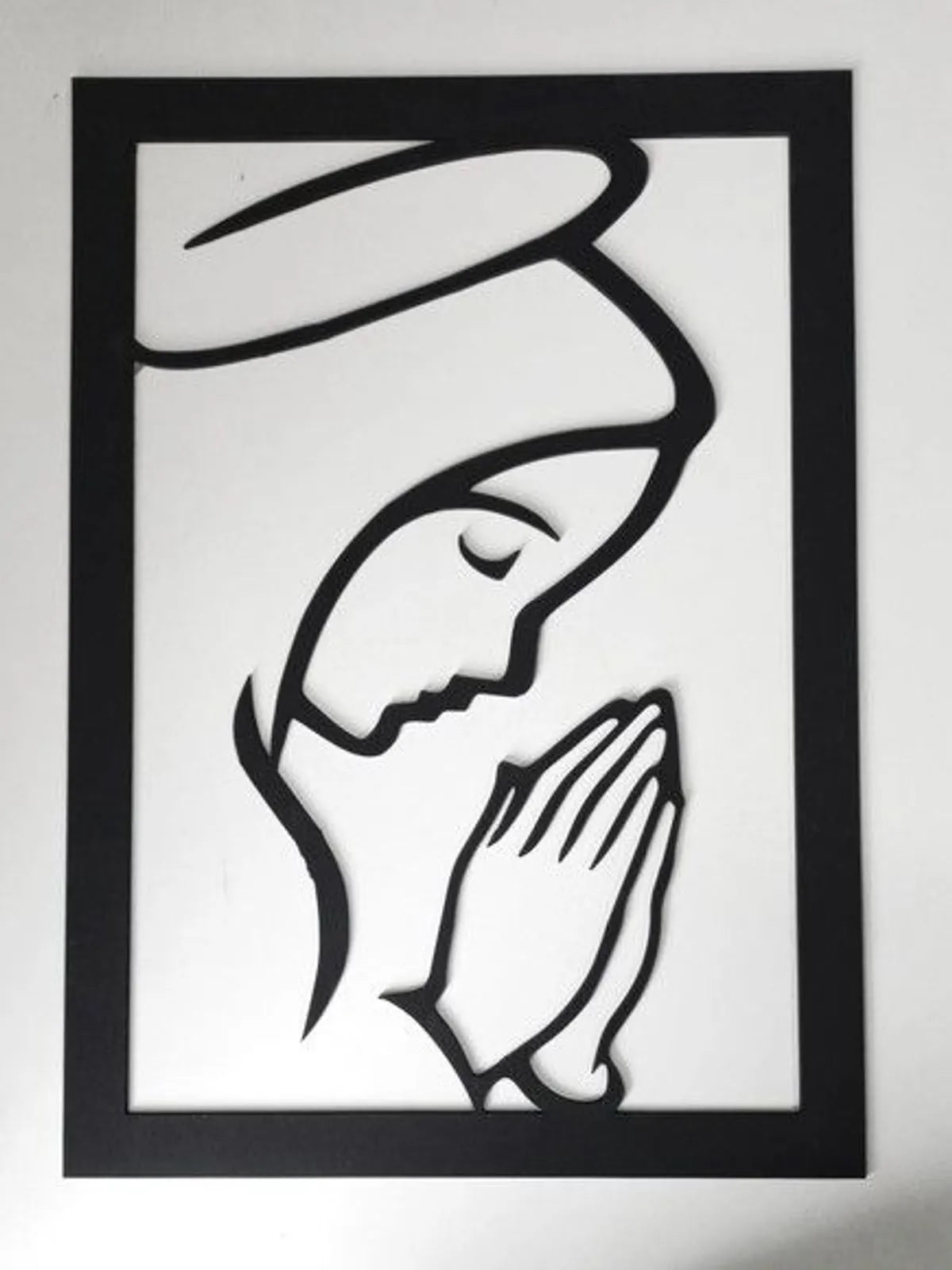 Praying Mother Mary Metal Wall Art Frame