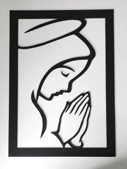 Praying Mother Mary Metal Wall Art Frame