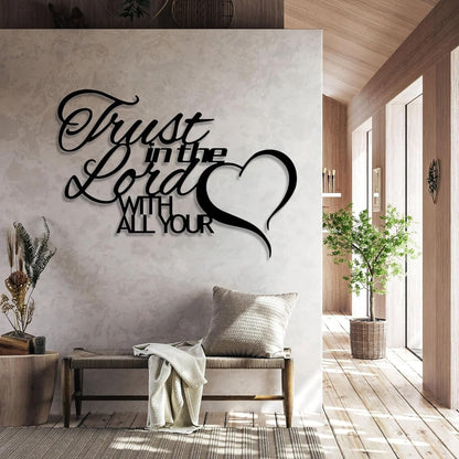 Metal Scripture Wall Art, Bible Metal Verses Wall Decor, Trust in The Lord With All Your Heart Metal Sign, Metal Wall Art, Religious Metal Wall Decor, Christian Wall Decor