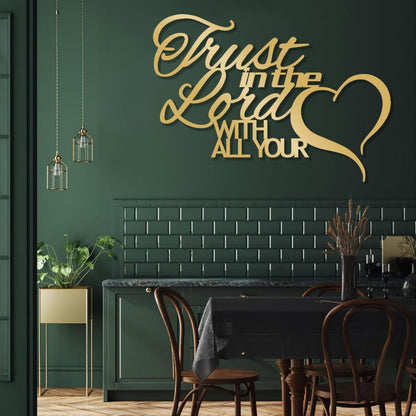 Metal Scripture Wall Art, Bible Metal Verses Wall Decor, Trust in The Lord With All Your Heart Metal Sign, Metal Wall Art, Religious Metal Wall Decor, Christian Wall Decor