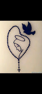 Christian Wall Art – Virgin Mary Rosary Design with Dove 40cmL