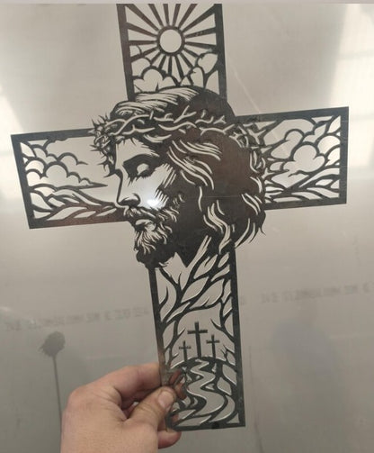 Jesus Cross Dxf Svg Png Files Wall Art Cut File For Cnc Laser Plasma Cricut C-3