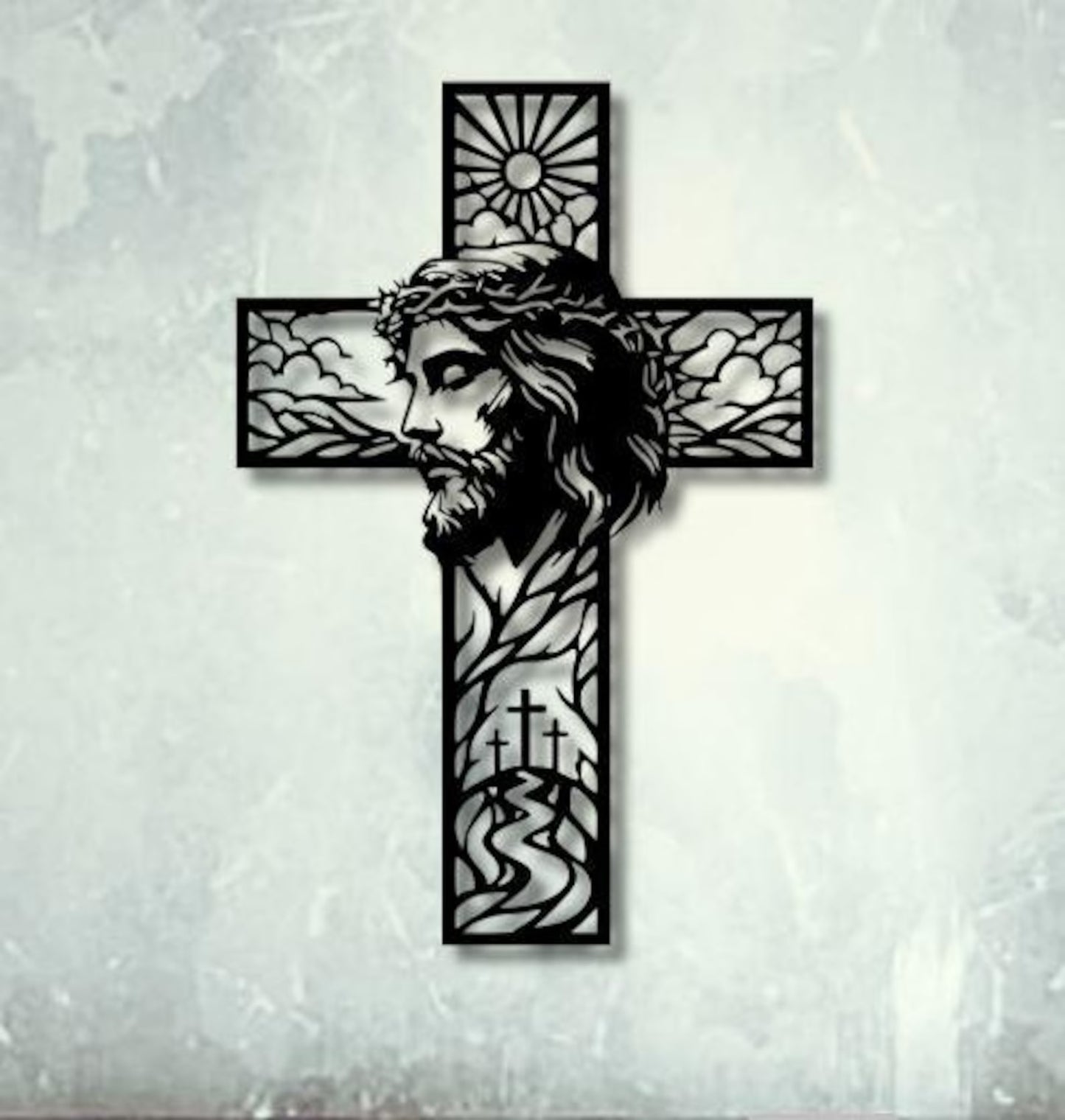 Jesus Cross Dxf Svg Png Files Wall Art Cut File For Cnc Laser Plasma Cricut C-3