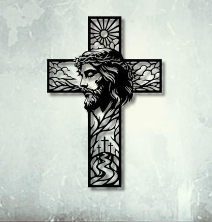 Jesus Cross Dxf Svg Png Files Wall Art Cut File For Cnc Laser Plasma Cricut C-3