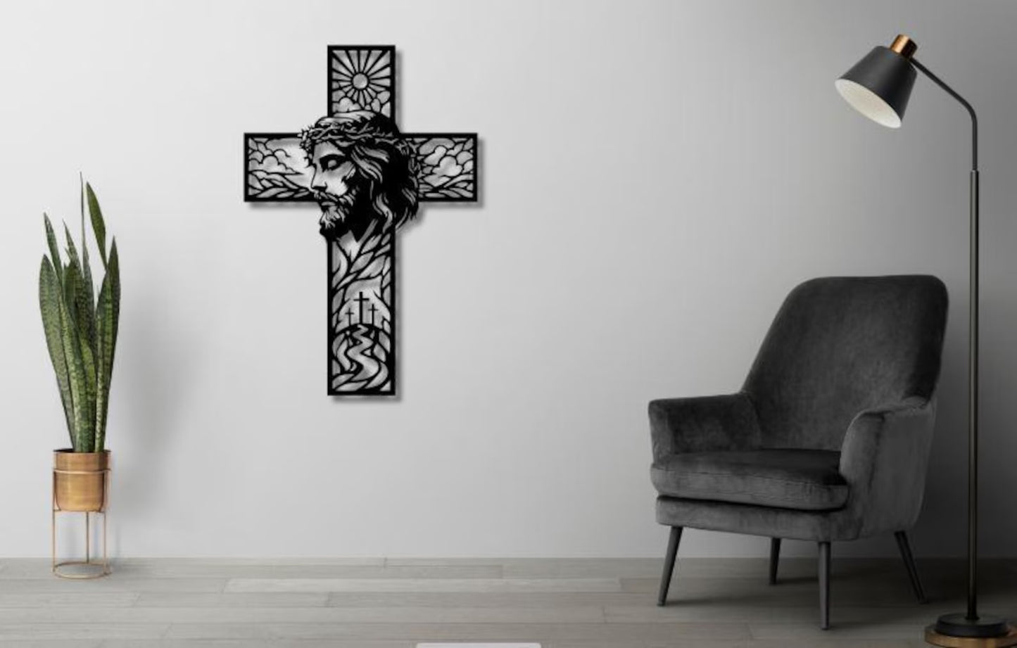 Jesus Cross Dxf Svg Png Files Wall Art Cut File For Cnc Laser Plasma Cricut C-3