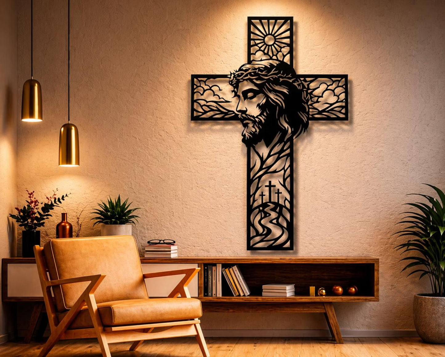 Jesus Cross Dxf Svg Png Files Wall Art Cut File For Cnc Laser Plasma Cricut C-3