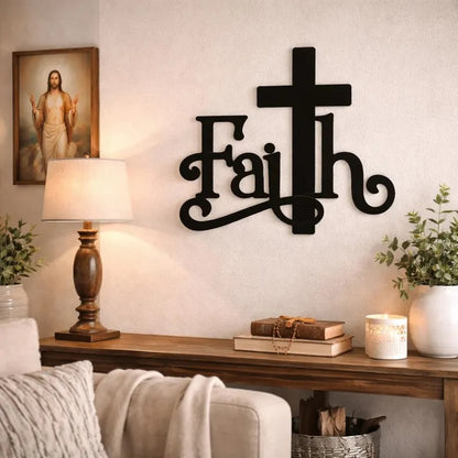 Faith Metal Wall Art: Christian Wall Decor, Minimalist Bible Verse Sign, Religious Line Art, Spiritual Home Decor, Christian Gift E-28