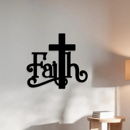 Faith Metal Wall Art: Christian Wall Decor, Minimalist Bible Verse Sign, Religious Line Art, Spiritual Home Decor, Christian Gift E-28