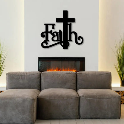 Faith Metal Wall Art: Christian Wall Decor, Minimalist Bible Verse Sign, Religious Line Art, Spiritual Home Decor, Christian Gift E-28