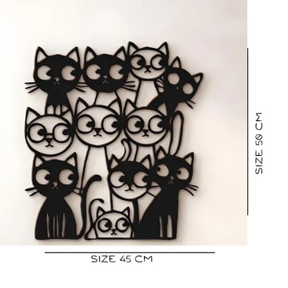 Funny Cats Metal Wall Art, Cute Home Decor Accent, Animal Wall Art (50X45X1.5 CM)