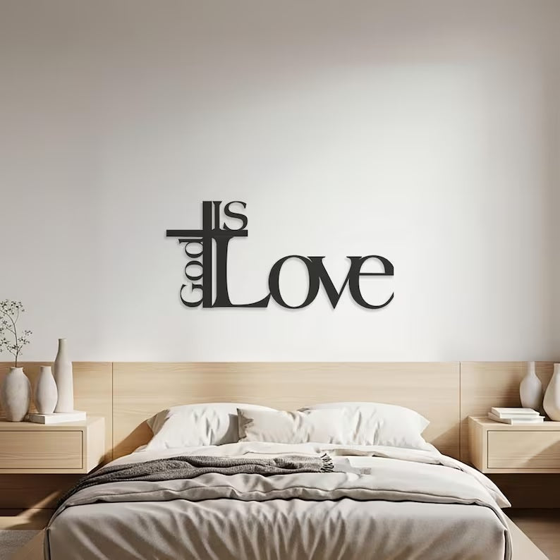 God Is Love Metal Wall Art, Christian Home Decor E-26
