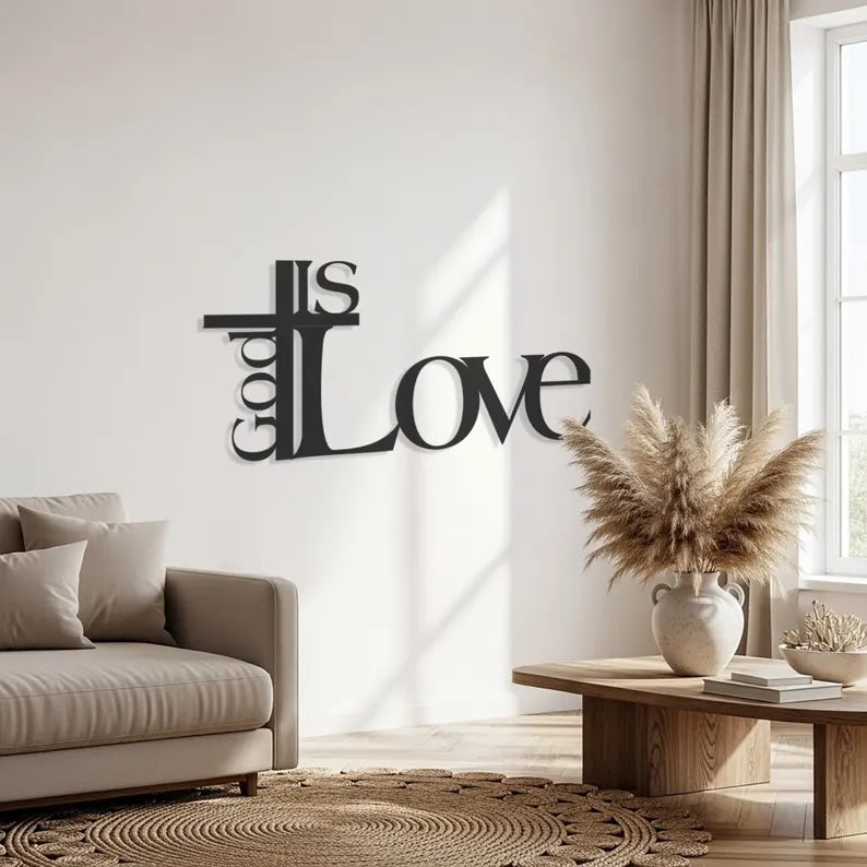 God Is Love Metal Wall Art, Christian Home Decor E-26