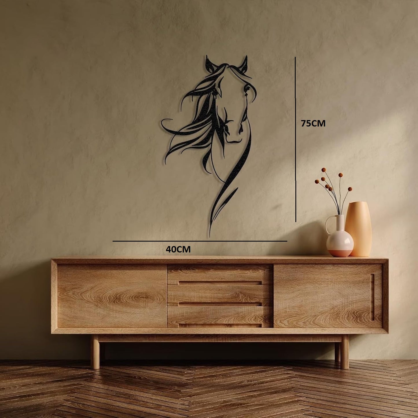 BLIND SHOP Horse Head Metal Wall Art, Metal Horse Sign Metal Wall Art Elegant Horse Horse Gifts Horse Gift Horse Lover Gift Metal Sign Extra Large Art 50 cm