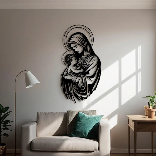 BLIND SHOP- Mary Metal Wall Art: Christian Home Decor
