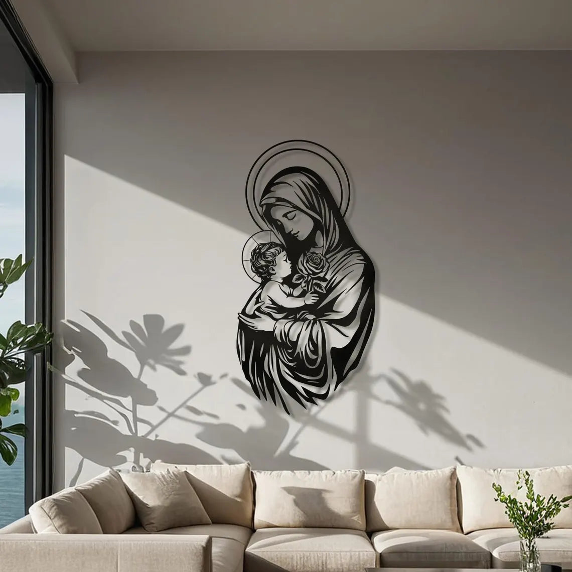BLIND SHOP- Mary Metal Wall Art: Christian Home Decor 60CM