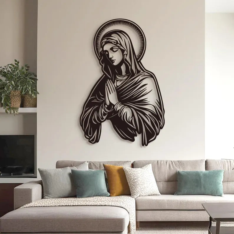 BLIND SHOP- Mary Metal Wall Art: Christian Home Decor | Faith-Based Home Decor for Weddings, Parties & Meditation